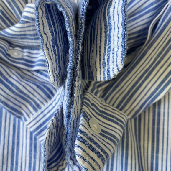 Lucky Brand Womens Cotton Blue/White Stripe Coastal Nautical Casual Shirt-Sz-M - Picture 6 of 16